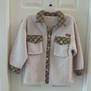 Simply Southern Green Plaid Trim Jacket